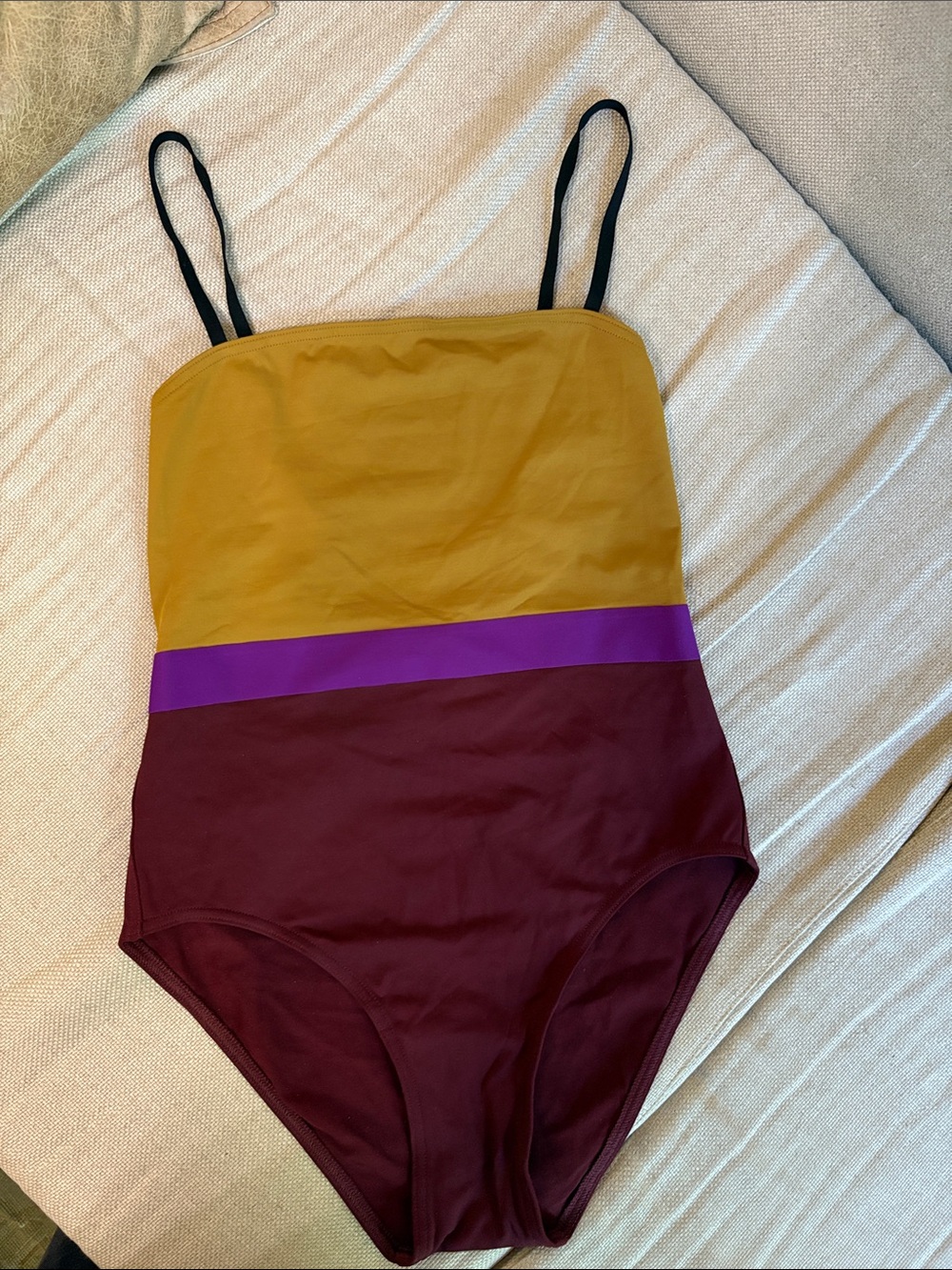 ERES Colorblock One-Piece Swimsuit in Mustard, Purple & Burgundy